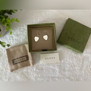 NWT Gucci Silver Heart Drop Earrings